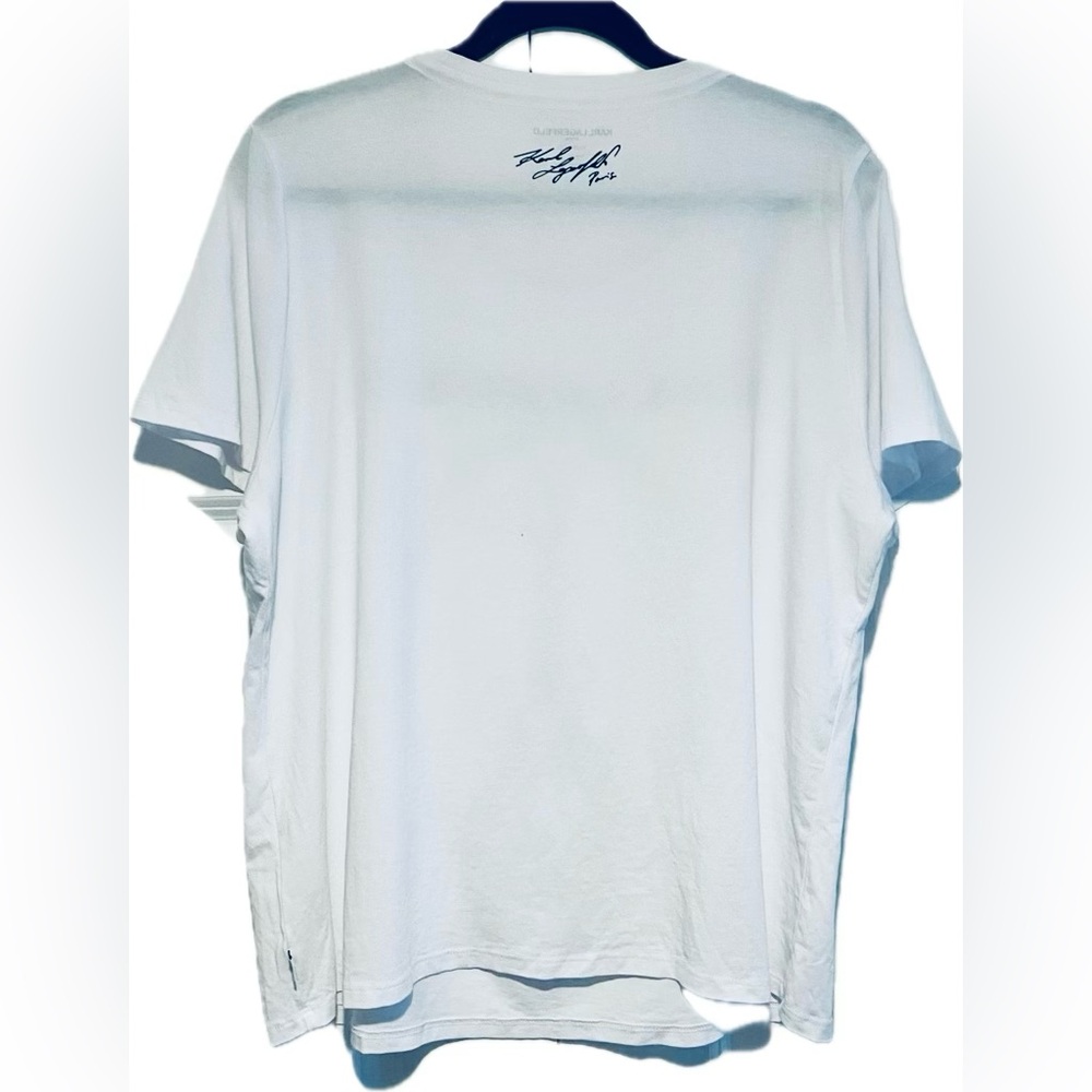 Vintage designer Karl Lagerfeld t shirt ladies Sz. XL white Eiffel Tower beads - Picture 3 of 8